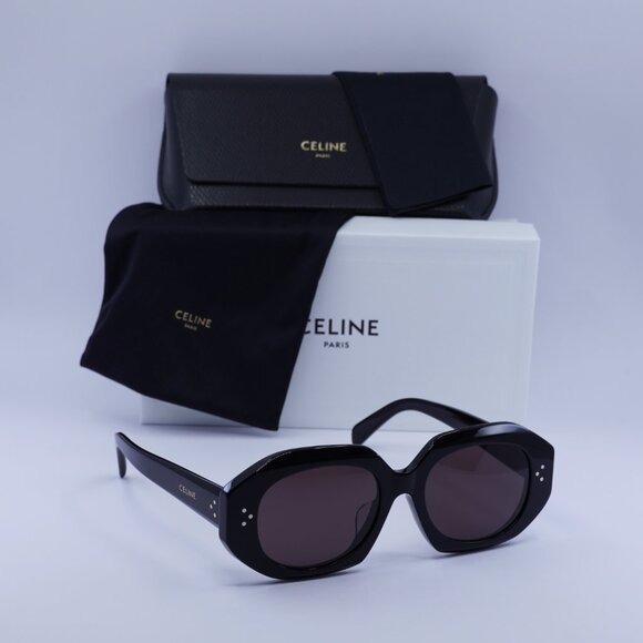 Celine CL40319F 01Y Oval Sunglasses - Shiny Black/Violet - Picture 3 of 8